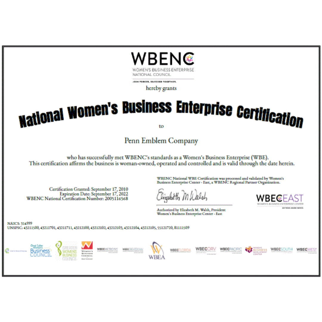 blog - Penn Emblem WBENC Certification 2021-2022