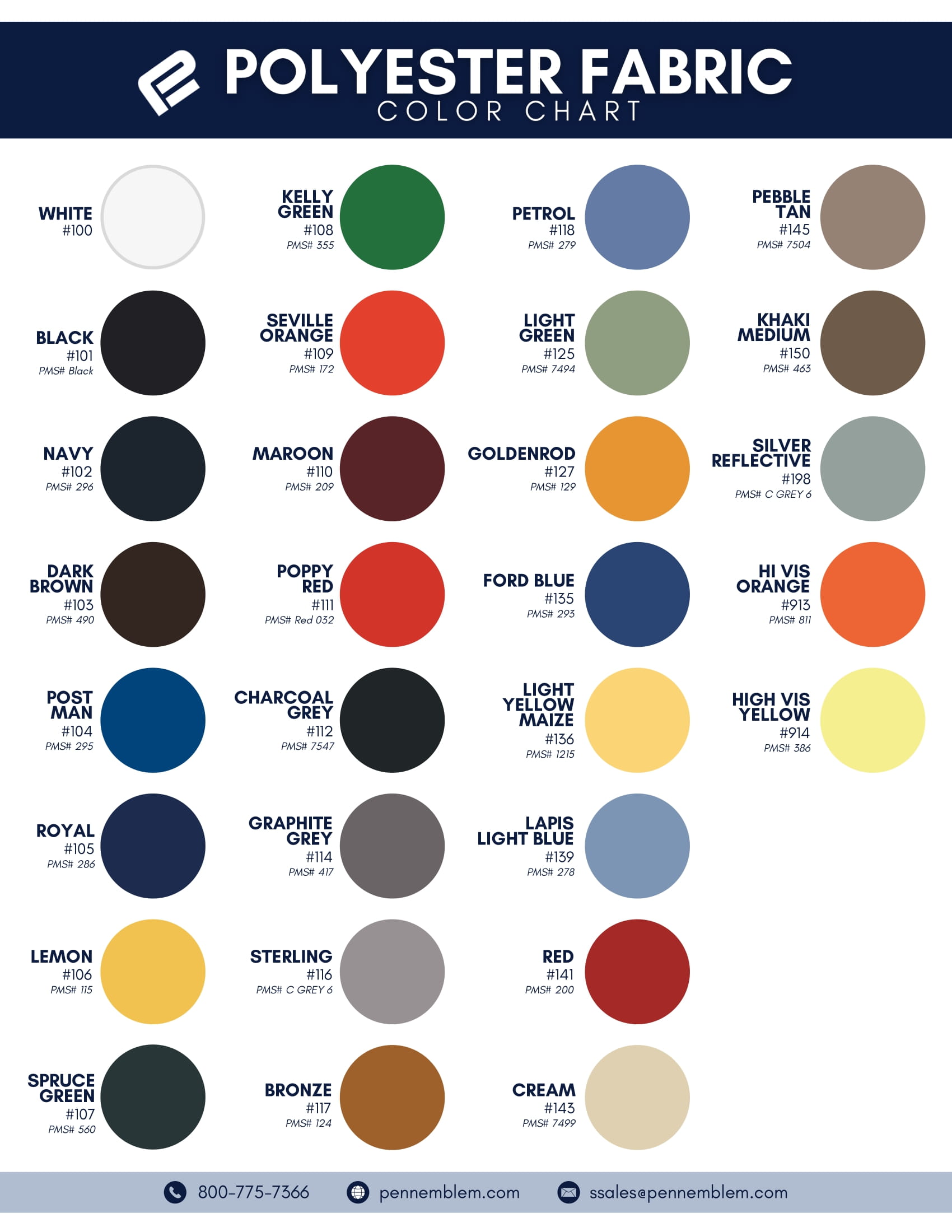 Color charts - Penn Emblem Company
